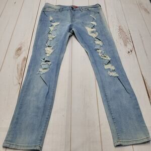 Guess slim straight skinny jeans ripped distressed light wash